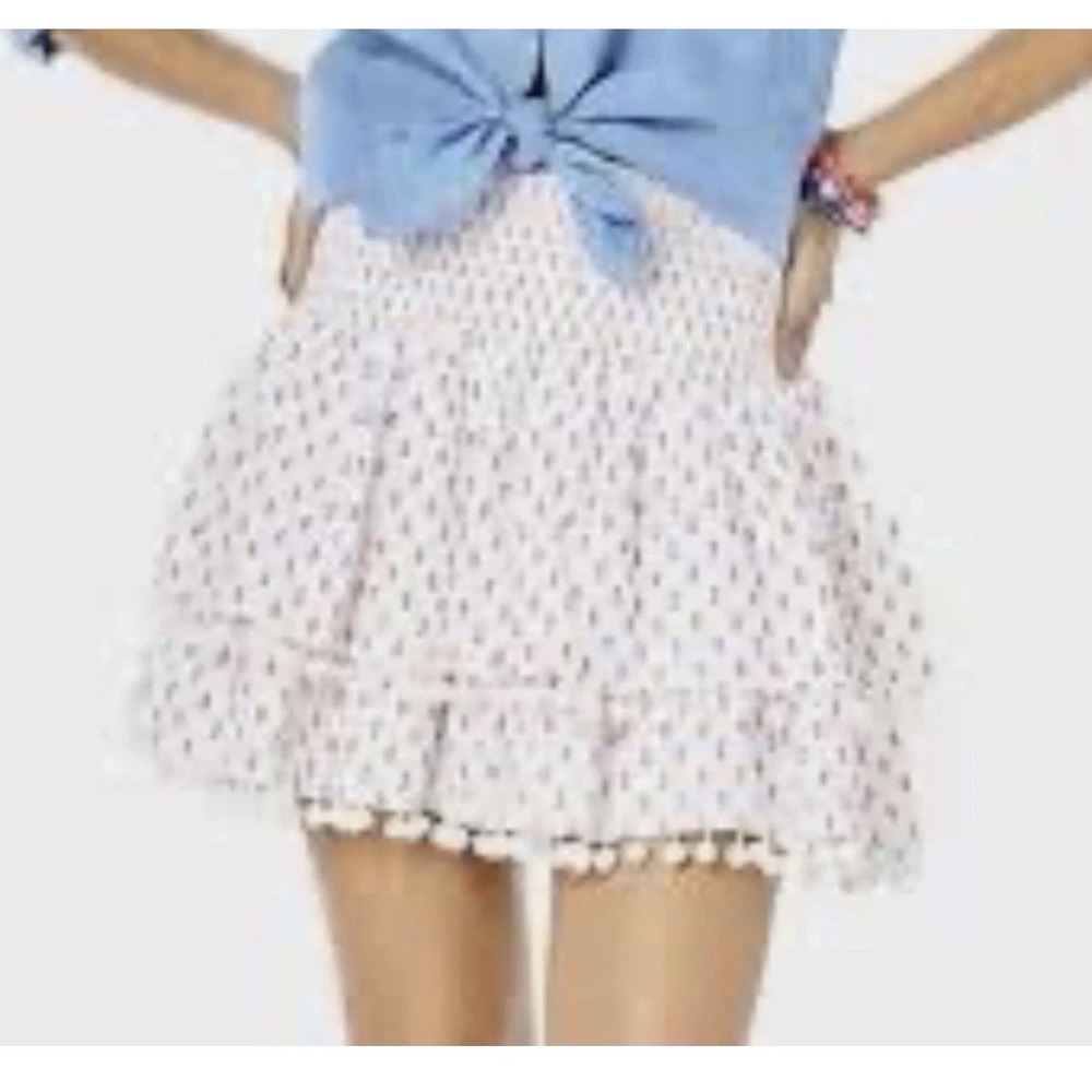 Lilly Pulitzer Ethenia Skirt Smoked Tiered Pompom S Preppy Vacation Colorful